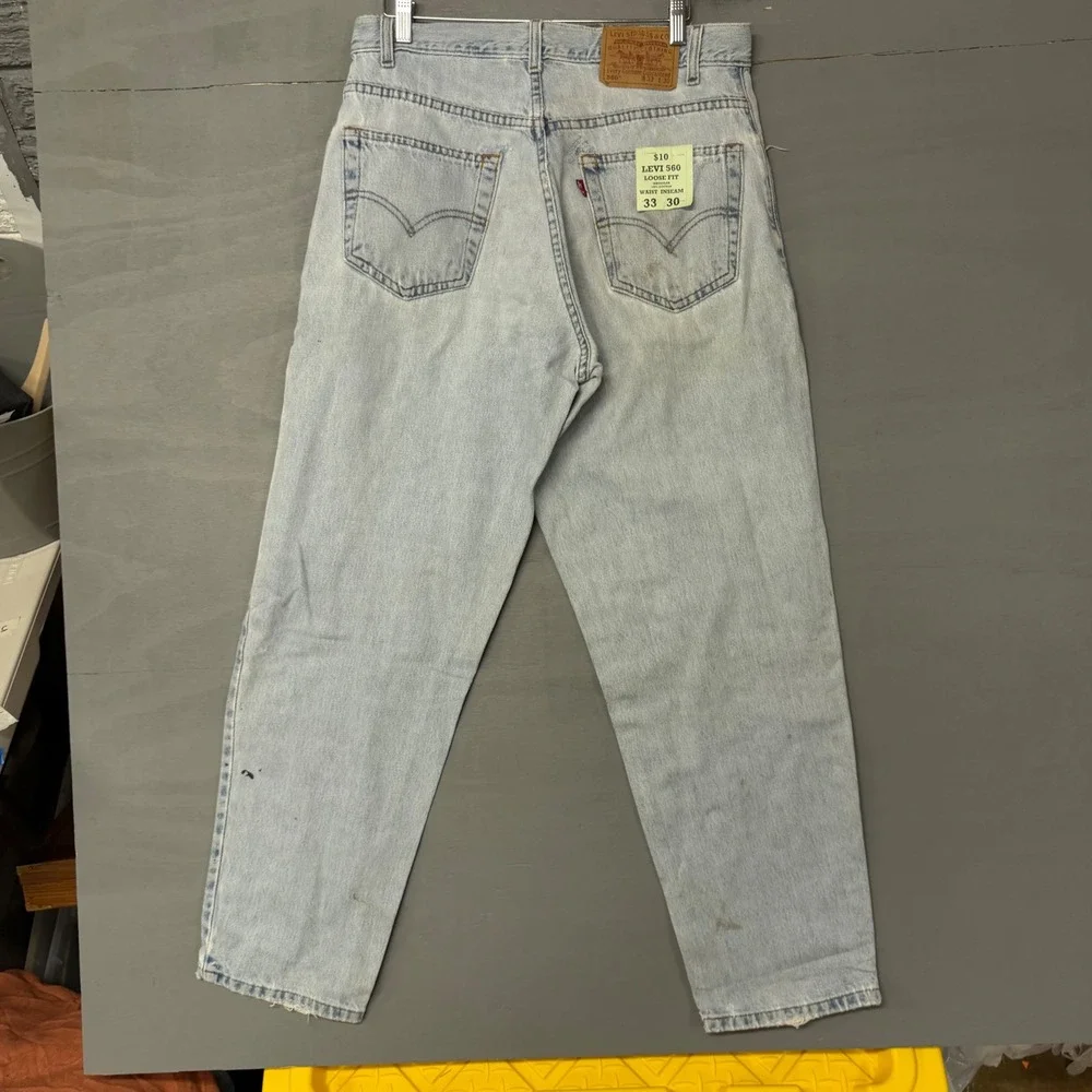 Levi 560 Loose Fit Jeans‎ Light Wash Blue Denim 33x30 Vintage Baggy Tapered Leg